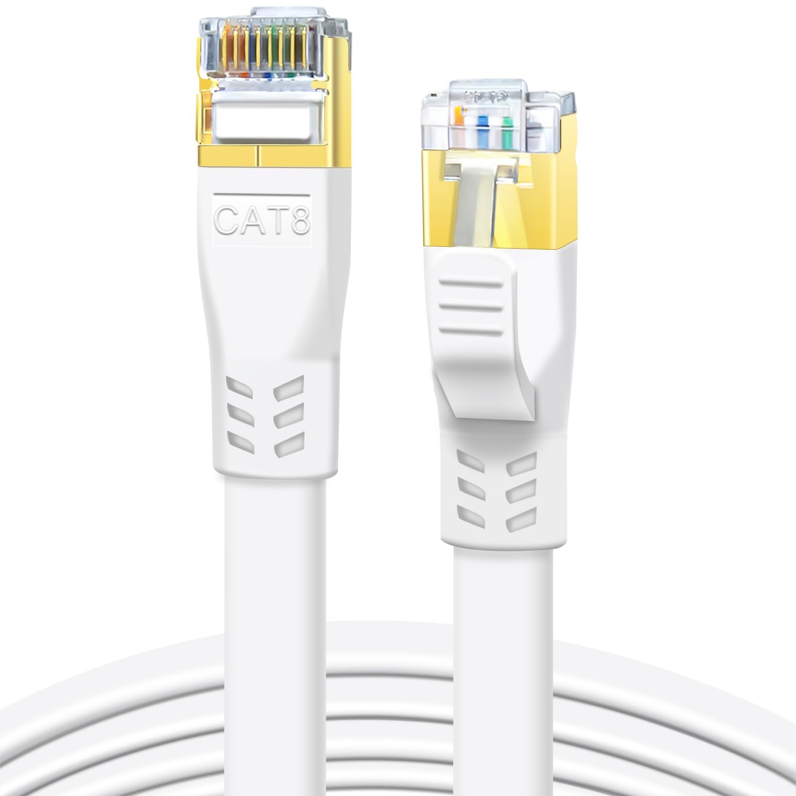 DDMALL CAT8 イーサネットケーブル 30m、高速 40Gbps 2000MHz シールド、フラット ギガビット ネットワーク LAN パッチコード RJ45 コネクタ付き、ゲーム、PS5、PS4、PS3、X Box、ルーター、モデム用 (30m