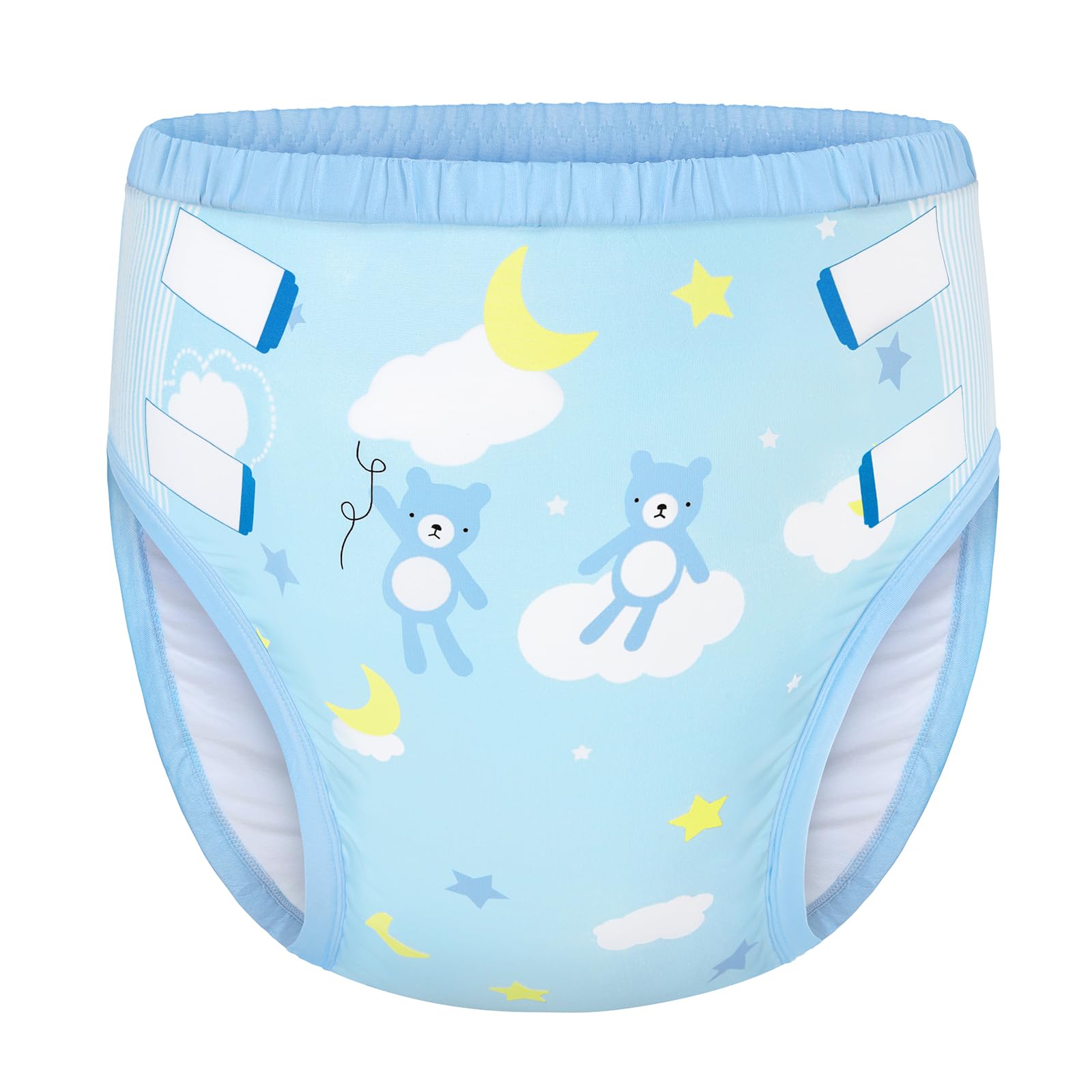 LittleForBig大人用シルキートレーニングパンツ【ベアちゃん】ウェストゴム付き 吸収層入り 通気性 洗濯可 快適フィット ブルー L