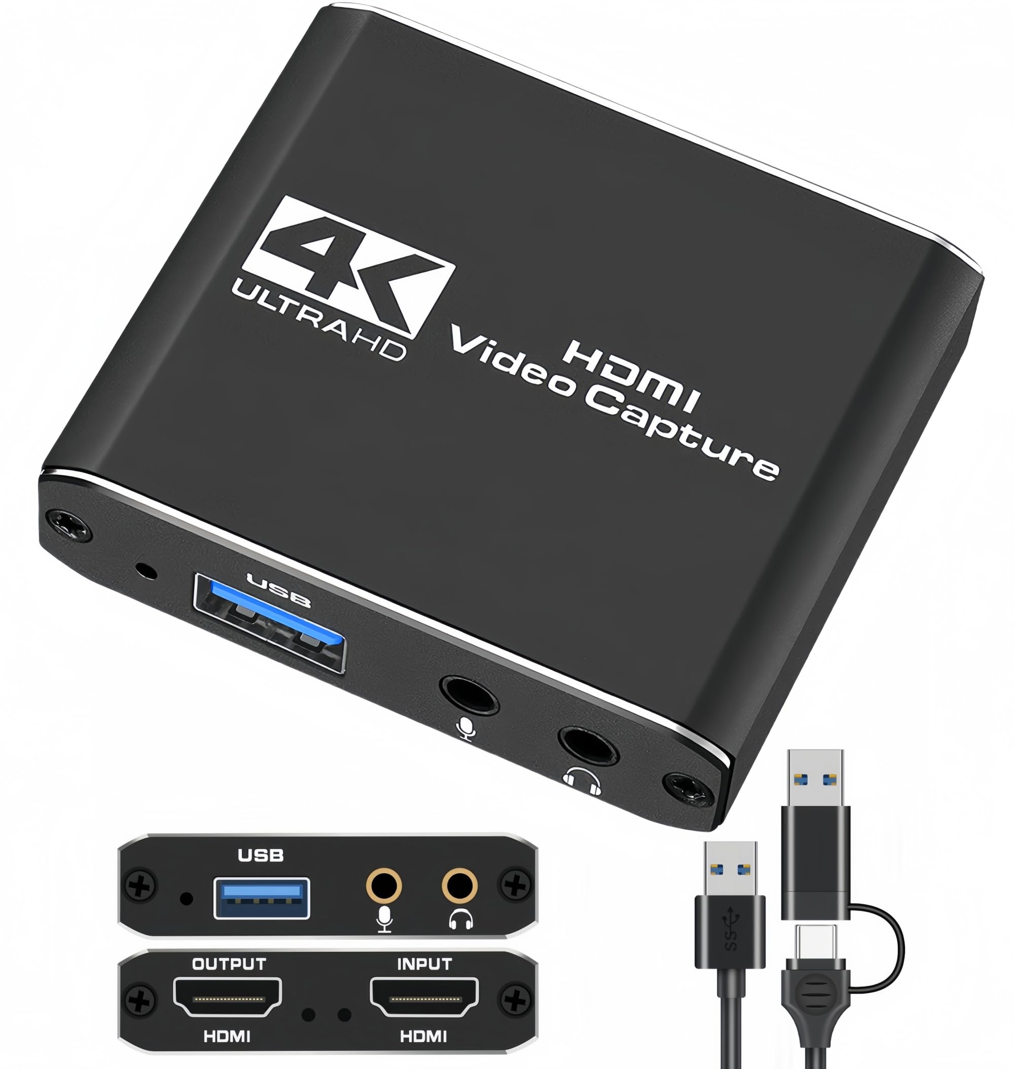 乐天商城 - キャプチャーボード Switch対応 4K HDMI パススルー 機能を搭載しています 1080P 60Hz ビデオキャプチャー USB3.0高速伝送 低遅延 ゲーム実況生配信ライブ、ビデオ会議録画、リアルタイムストリーミング 画面共有 PS5/PS4/X