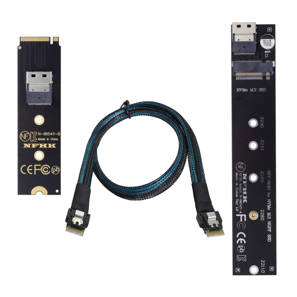乐天商城 - chenyang M.2 NVME NGFF M-Key SSD オス - メス 延長ケーブル 40cm SFF-8654 コネクタアダプター付き メインボード SSD 2280/22110用