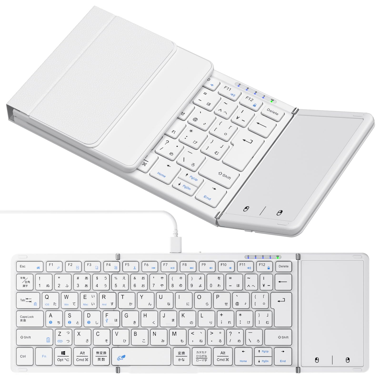【革新版】Omikamo キーボード ワイヤレス 折りたたみ ipad/iphone キーボード Bluetooth タッチパッド付き 日本語配列 有線＆無線両用 フルサイズ マルチペアリング Android/Win/Mac/iOS/Google対応 US
