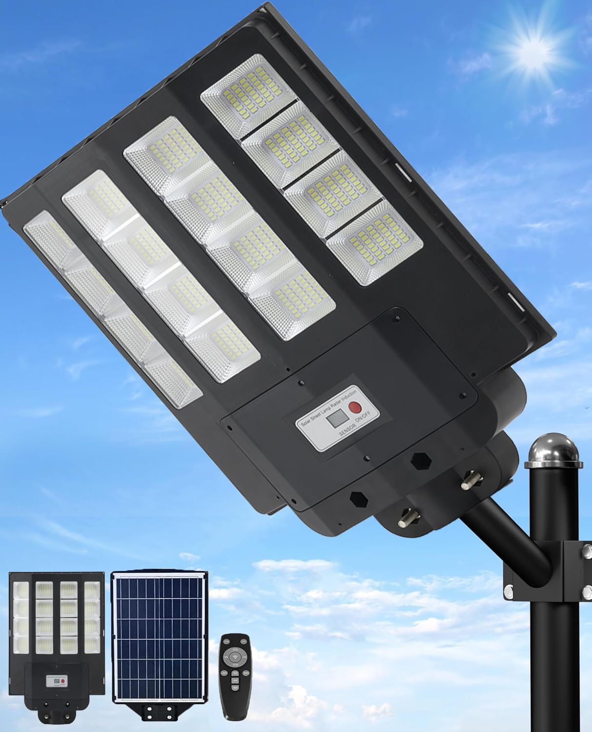 320°広角照明・大型 Marje ソーラー街灯 屋外 1600w 50000ルーメン 外灯 IP67防水 センサーライト 人感 konanonline-10405399 湖南オンライン パッケージ画像