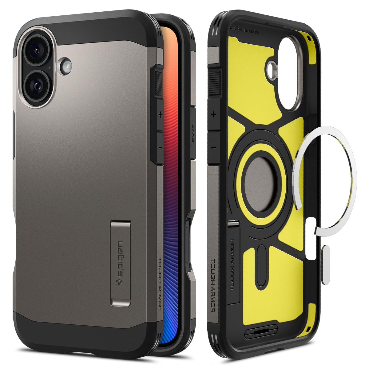 乐天商城 - Spigen 【創業18年の技術力】iPhone 16 ケース MagSafe対応 耐衝撃 マット 2重構造 米軍MIL規格 タフ・アーマー（AI）・マグフィット ACS08215 (ガンメタル)