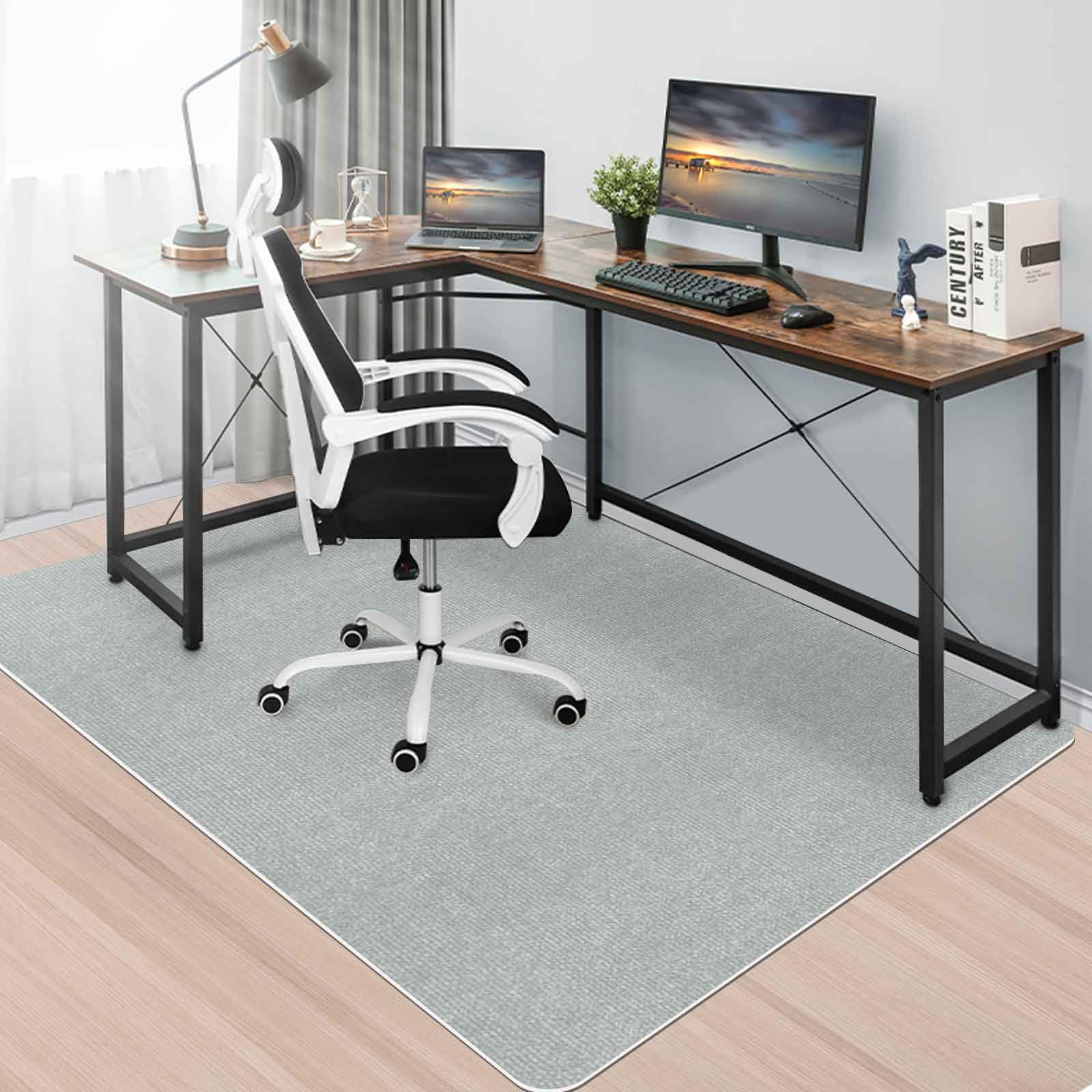 HAODEMI デスクチェアマット特大サイズ180×140cm 床保護マット ダイニングマット ゲーミングチェア 厚さ4mm 抗菌 防カビ ズレない 傷防止吸着 床マット 騒音対策 滑り止め カット自由床暖房対応 (ライトグレー)