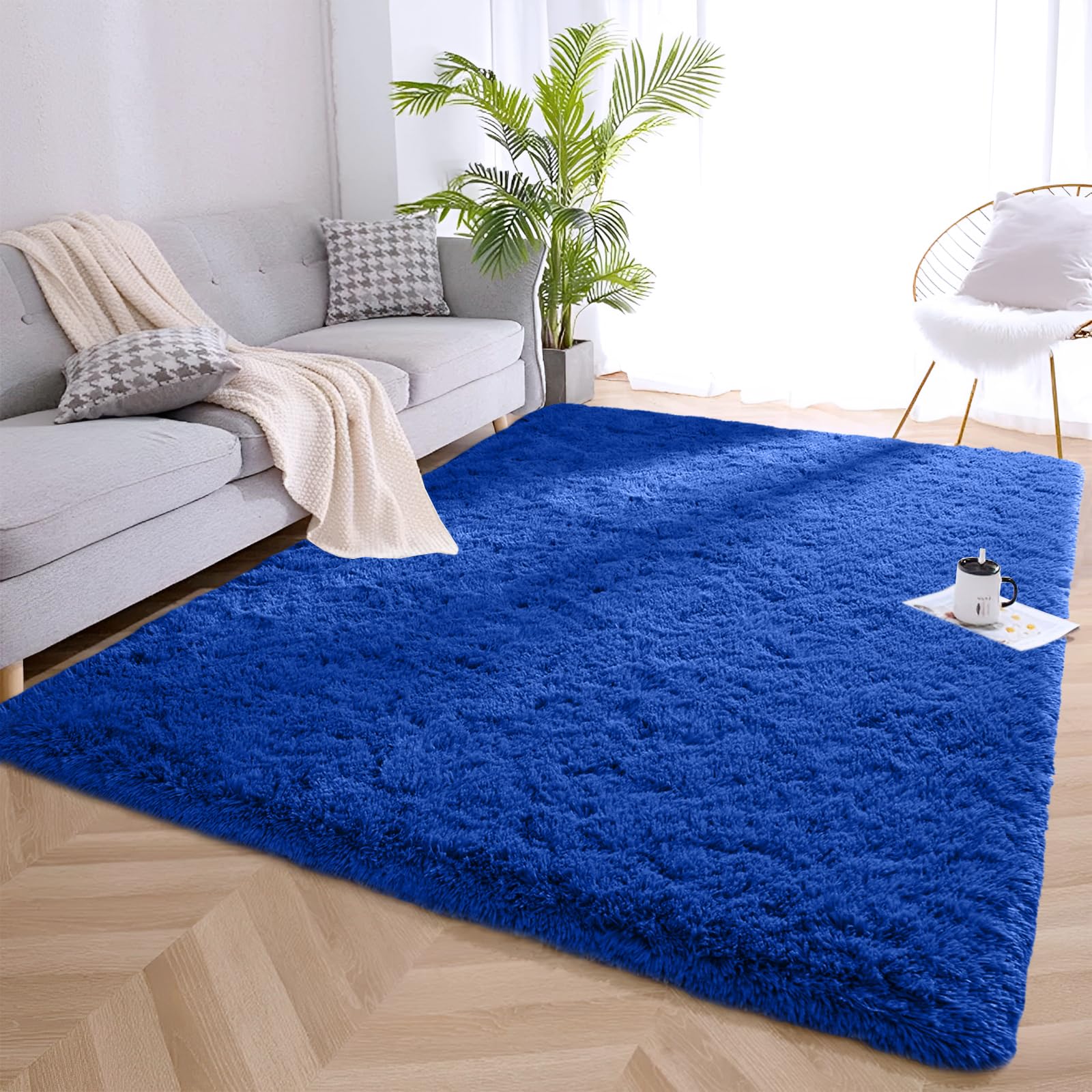 bingkeer ラグ ブルー カーペット シャギー ふわふわラグマット 200X300cm 北欧風 絨毯 洗える インテリア 冷房・床暖房対応 ベッドサイド 寝室用 （毛の長さ30mm、厚さ7mm） konanonline-10390059 湖南オンライン パッケージ画像