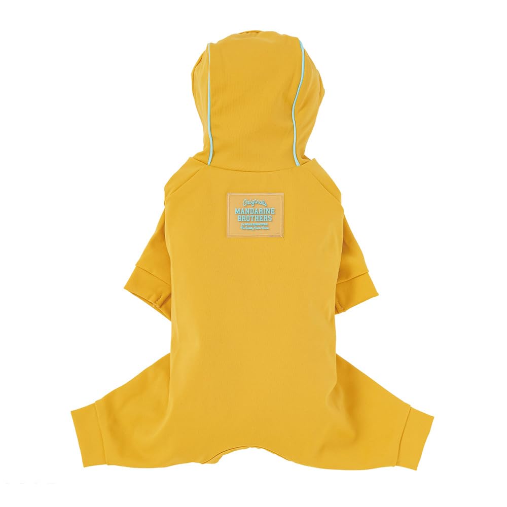 MANDARINE BROTHERS マンダリンブラザーズウォーターリペレントスキンタイトスーツ WATER REPELLENT SKINTIGHT SHIT 犬 服 つなぎ 撥水 フーディ (MARIGOLD, 5L)