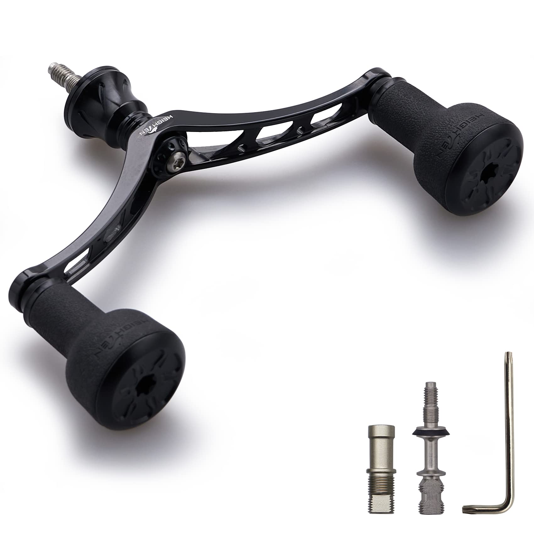 HEIGHTEN 98mm リール ハンドル シマノ(SHIMANO) ダイワ(DAIWA) 通用 スピニングリール 用 TPE Series (ブラック) (481)