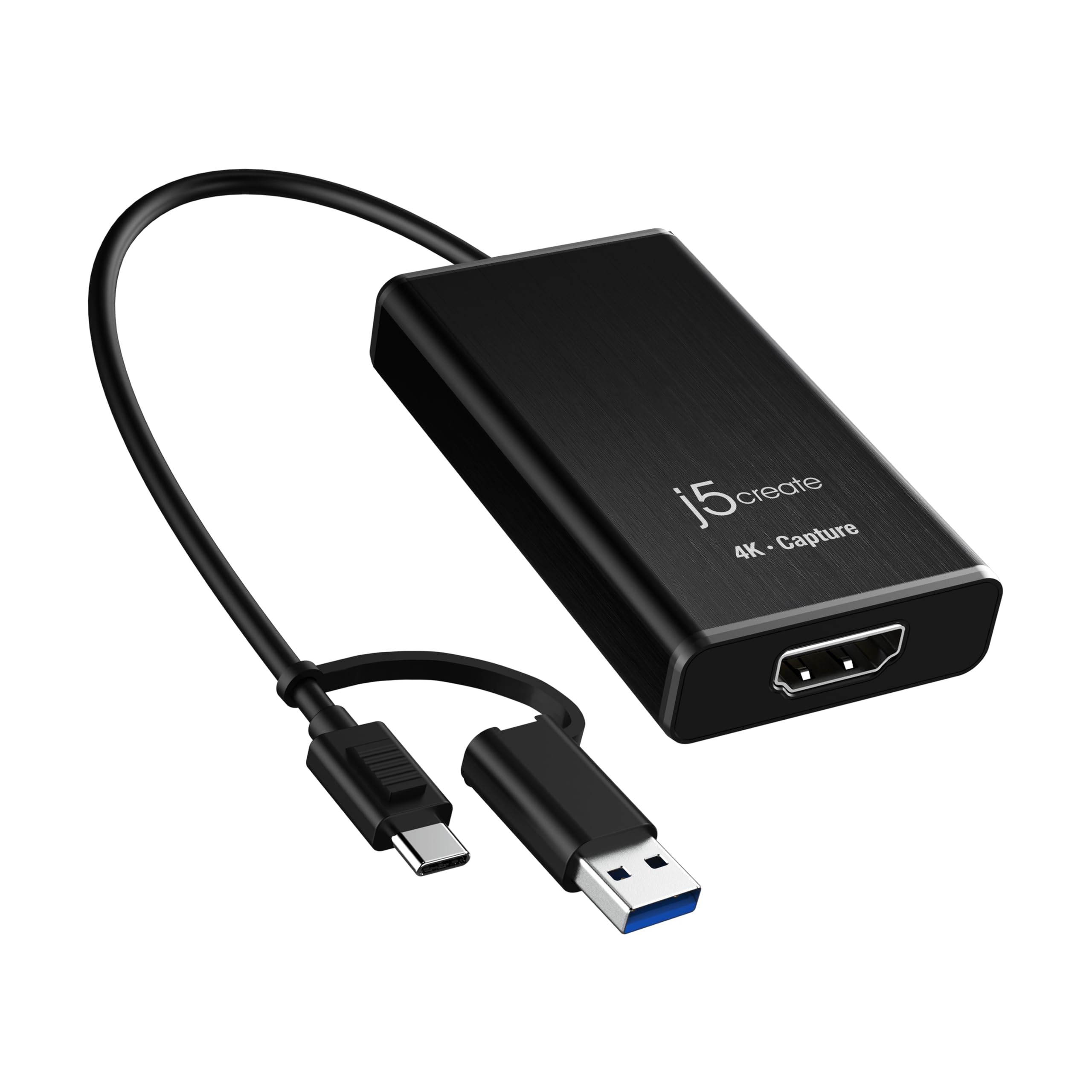 j5create 4k30fps 録画配信 HDMI キャプチャーボード Type-C Type-A 変換アダプター付 プラグ＆プレイ アルミ筐体 Windows/Mac/Android対応 PS4/PS5/スイッチ ゲーム実況 ライブ配信 一眼カメラ (
