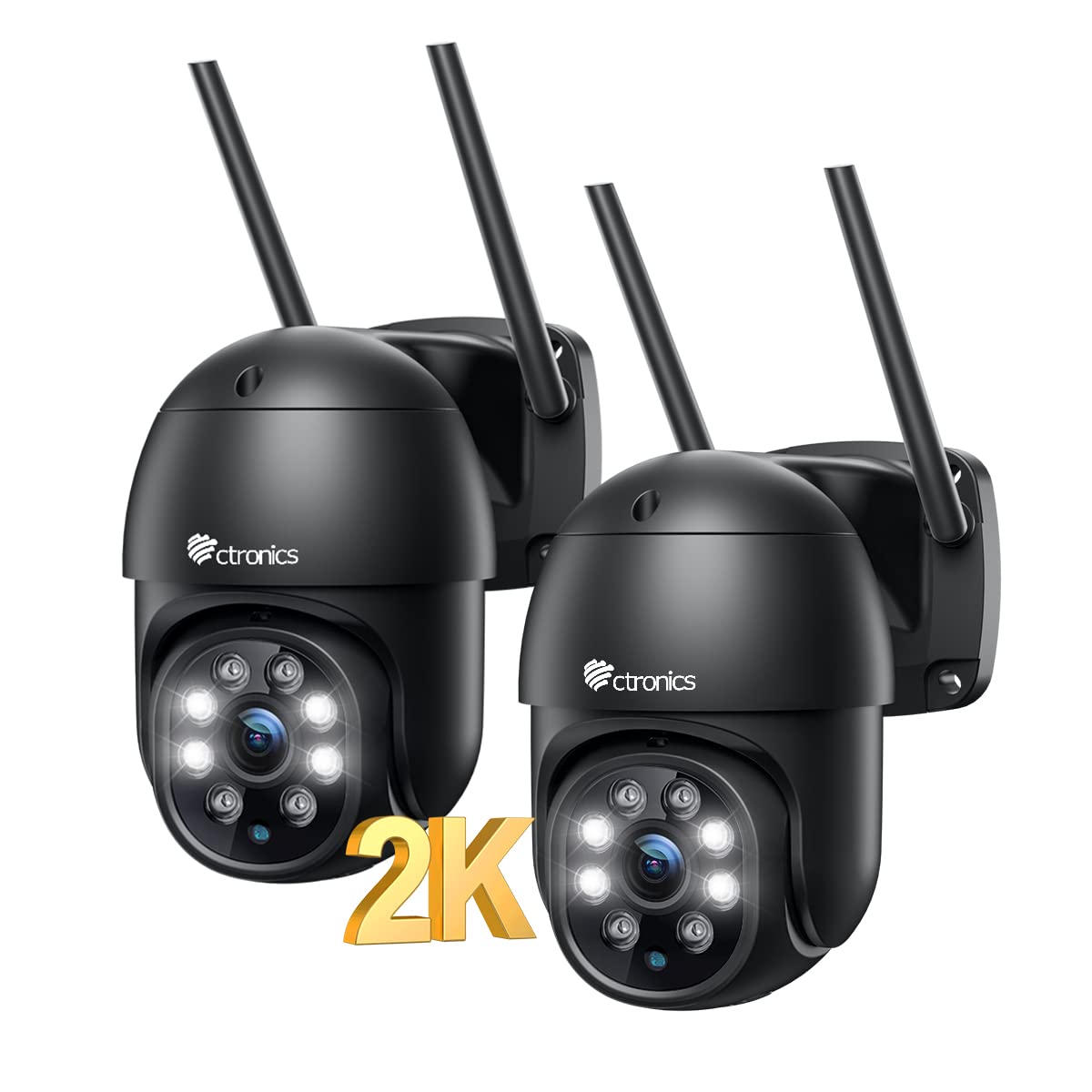 Ctronics 2.5K 4MP 防犯カメラ 屋外 セット 5GHzWiFi 自動追尾 24時間録画 スマホ PC遠隔操作 ONVIF/NVR/NAS対応 プリセット機能 ナイトカラー 音光威嚇 APモード クラウドストレージ PTZ 遠隔操作 家族共有