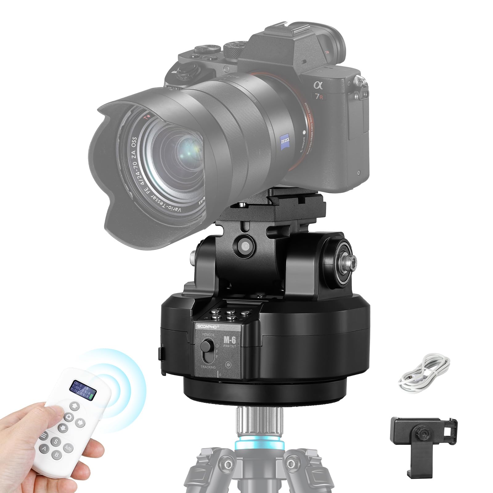 SOONPHO 電動雲台 M6 AI自動追跡 360°回転可 耐荷重2kg 操作簡単 長時間使用可能 スマートフォン カメラ対応 日本語説明 ライブ配信 ビデオ撮影