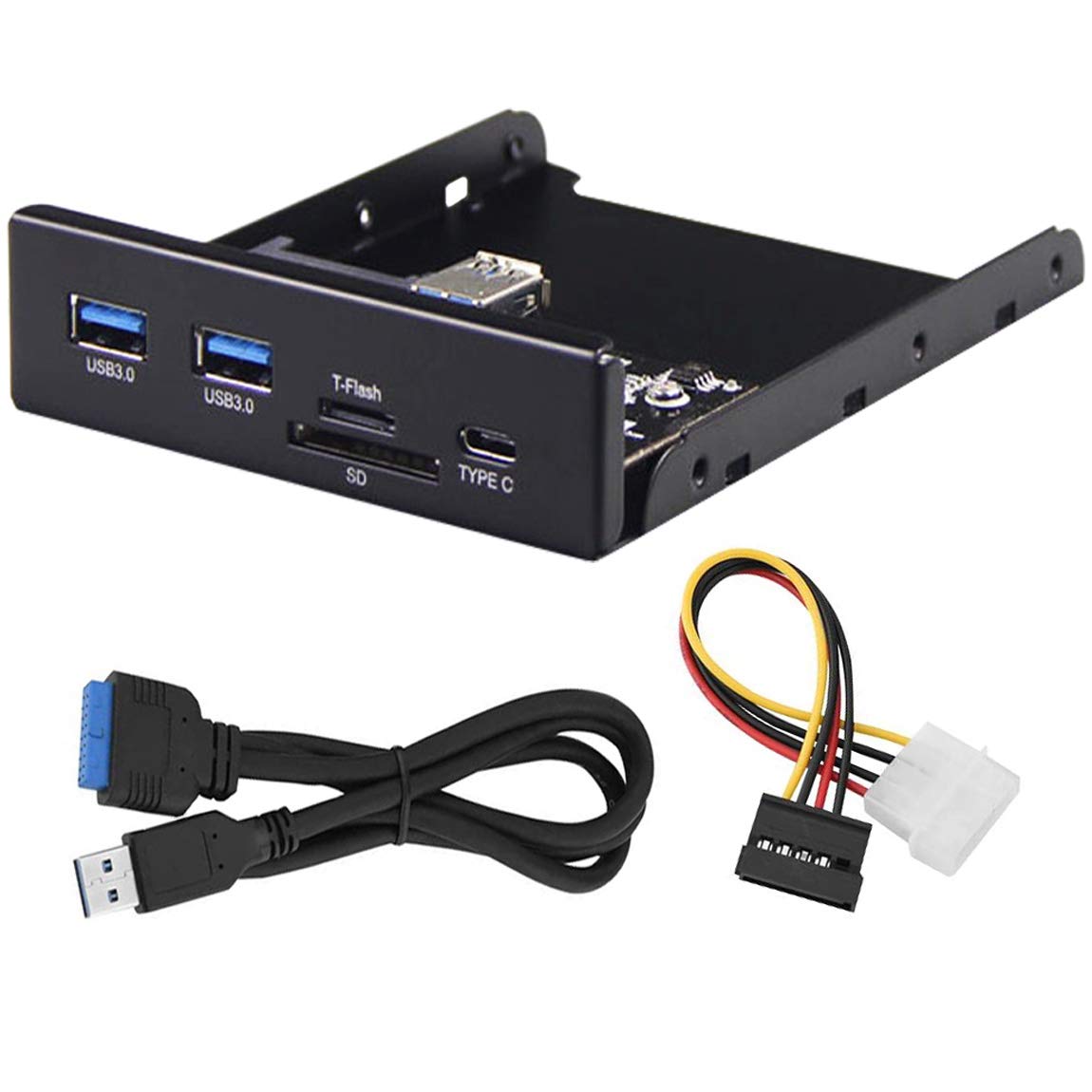 3.5インチフロントパネル 多機能 Type C / USB3.0 / TF SD/デスクトップフロッピードライブのUSB3.0外部インターフェイスを拡張して 【多機能 Type C * 1 + USB3.0 * 2 + TFカード * 1 + SDカード(3.0)