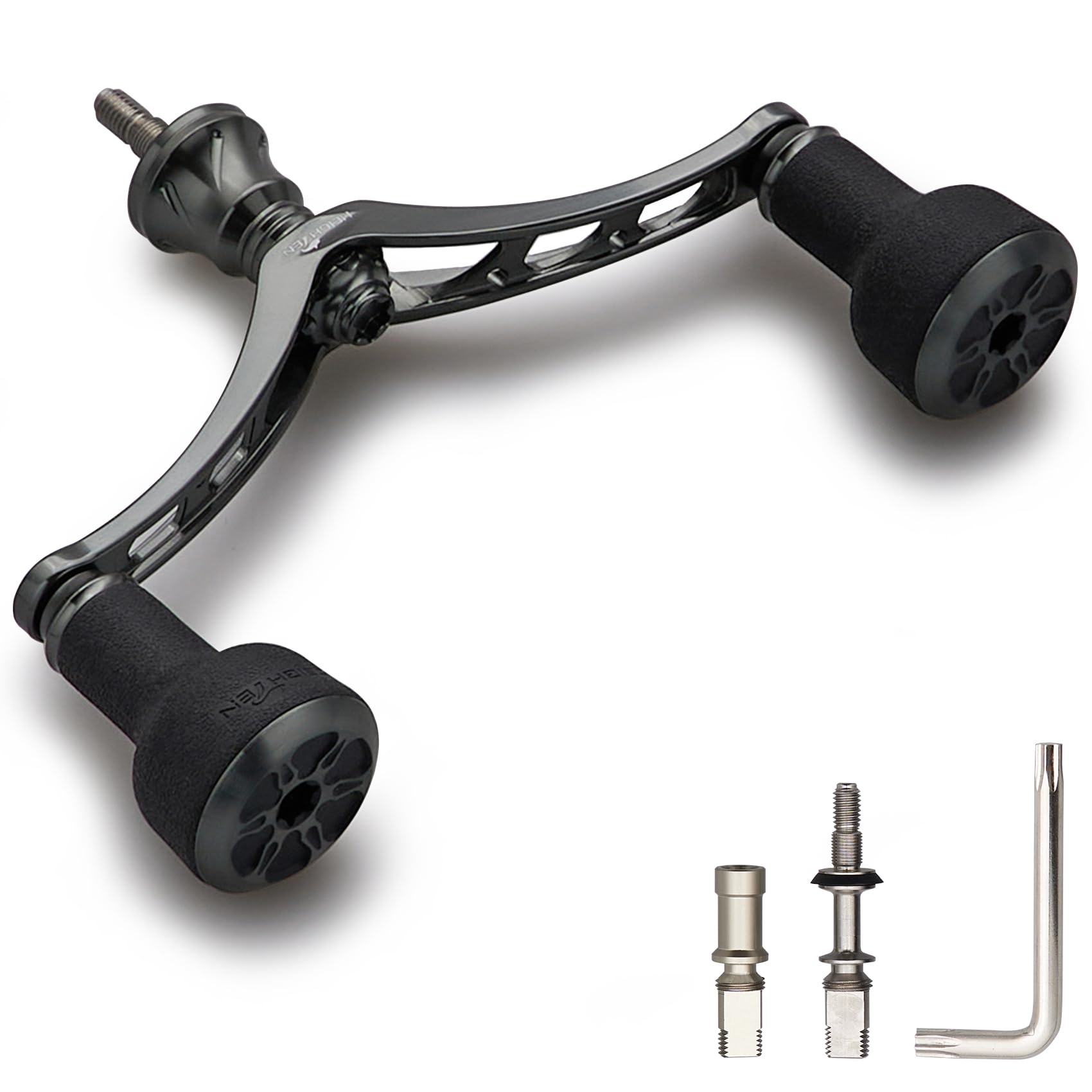 HEIGHTEN 98mm リール ハンドル シマノ(SHIMANO) ダイワ(DAIWA) 通用 スピニングリール 用 TPE Series (ダークグレー(22STELLA/23AIRITY)) (500)