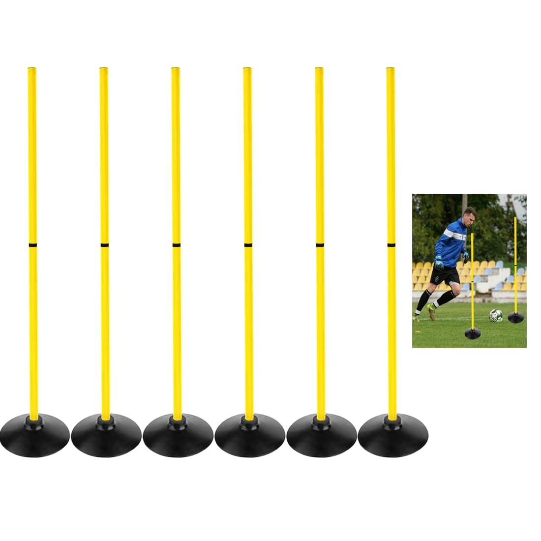 Ennbom アジリティポール トレーニングポール ハードル 自立式ベース付き サッカー バスケット練習 屋外・屋内兼用 (1.5m6本)