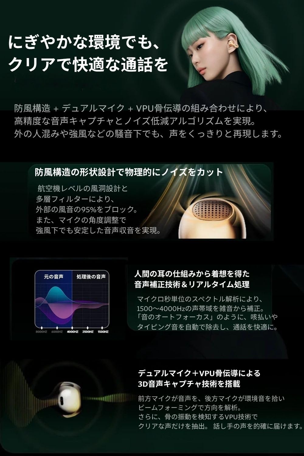 BUTTONS Clip (クリームホワイト) クリップ型イヤホン イヤーカフ イヤホン (Bluetooth5.4 / マイク付き/iOS Android 対応 / IP54レベル 防水) AI搭載 ノイズキャンセリング 国内正規品 konanonline-10396384 湖南オンライン サンプル画像3