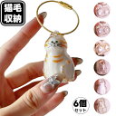 キーホルダー 6個セット 猫毛 収納 毛玉容器 毛玉入れ ボックス キーホルダー付き 透明 可愛い ペットの毛専用 おしゃれ ガチャ風 アクセサリ ペットケア用品 毛を保管するボトル