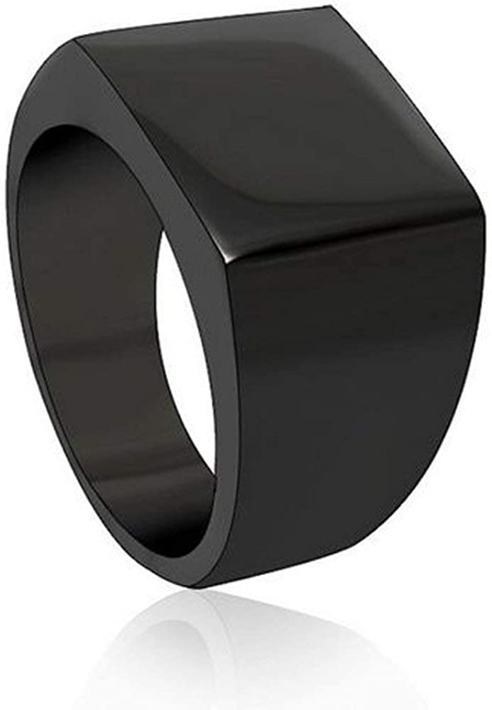 高品質チタン&ステンレス 印台指輪シンプルリンク