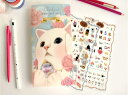 白猫 キュートな猫キャラ ぷっくり シール ステッカー 8シート Choo choo cat ステッカー ファイル(ブルー)