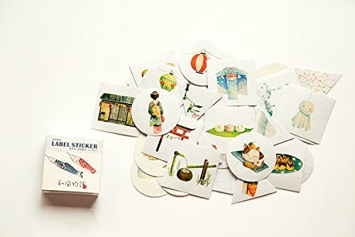 Rakuten - かわいい ステッカー 40枚 シール 形いろいろ【並行輸入品】1和風物語 2おやすみ猫