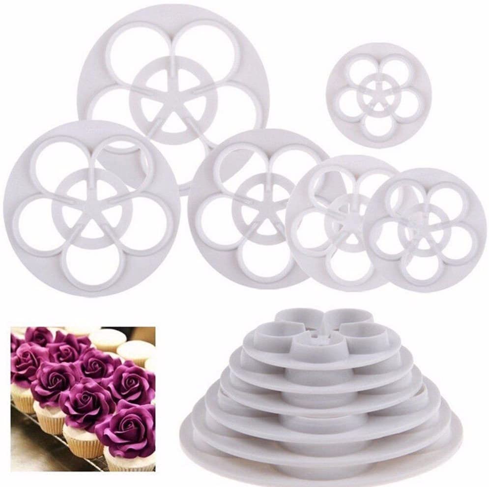 プラスチック製 フォンダンケーキカッタープランジャクレイケーキ 型　6pc（バラロ...