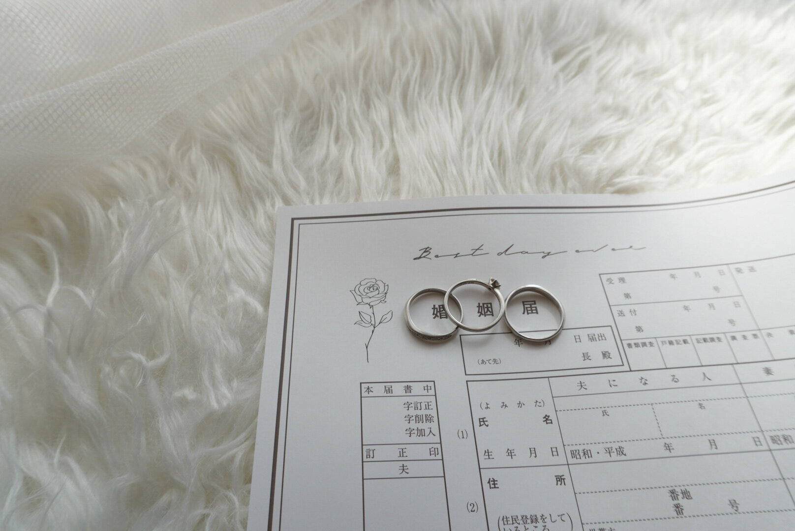 ＜婚姻届製作所＞デザイン 婚姻届 Best Day Ever ～I Do～ プロポーズの婚約指輪の代わりとして大人気！