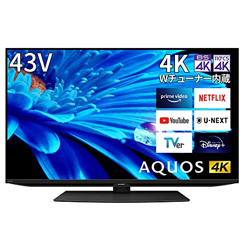 シャープ 43V型 4K 液晶 テレビ AQUOS 4T-C43EN2 N-Black ブラック パネル 倍速液晶 Google TV (2022年モデル) WiFi6 回転式スタンド ..
