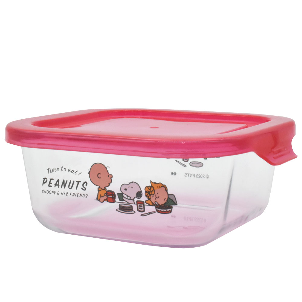PEANUTS 耐熱ガラス 保存容器 S レッド スヌーピー キャラクター フードコンテナ フードストッカー 耐熱 ガラス容器 ガラスタッパー ガラス保存容器 タッパー容器 耐熱容器 四角 蓋付き 保存 フタ付き 電子レンジ オーブン 冷蔵 冷凍 透明 クリア おしゃれ かわいい 可愛いのサムネイル