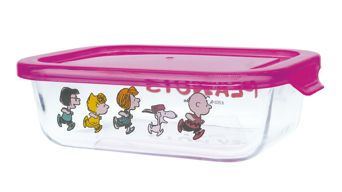 PEANUTS 耐熱ガラス 保存容器 M ピンク スヌーピー キャラクター フードコンテナ フードストッカー ガラスタッパー ガラス容器 ガラス保存容器 耐熱 ガラス 容器 耐熱容器 保存 四角 蓋付き フタ付き 蓋 電子レンジ オーブン 冷蔵 冷凍 透明 クリア おしゃれ かわいい 可愛いのサムネイル