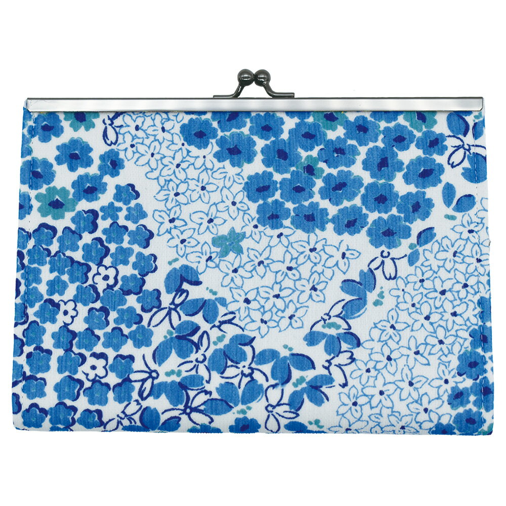 Ripple ZAKKA がま口ジャバラマルチケース 和小花 青 がま口 和柄 4ポケット レディース 女性 かわいい..