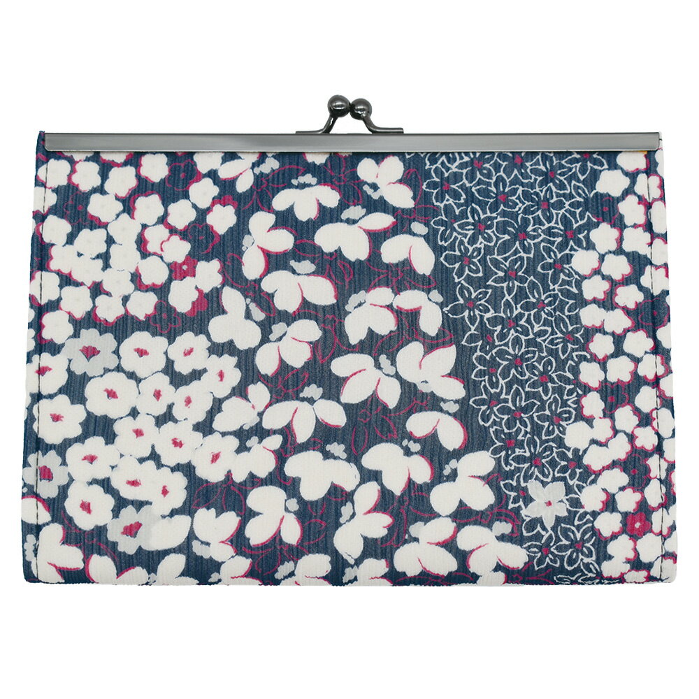 Ripple ZAKKA がま口ジャバラマルチケース 和小花 紺 がま口 和柄 4ポケット レディース 女性 かわいい..