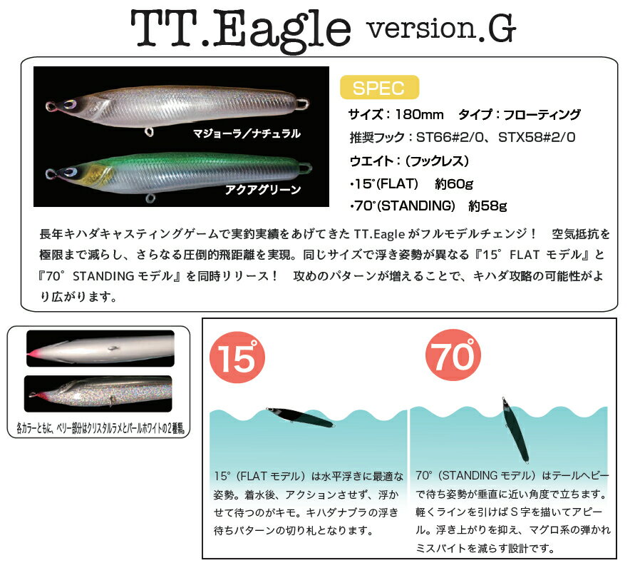 楽天コンキー　楽天市場店Tama.TV （タマティービー）TT.Eagle（イーグル）Version.G 70°（STANDING）58g 180F マジョーラ/ナチュラル クリスタルラメベリー