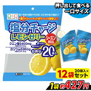 【ランキング1位獲得】 凍らせてもおいしい! 塩分チャージレモンゼリー 夏限定 熱中症対策 こんにゃくパーク まとめ買い パウチ 個包装タイプ ひとくちゼリー 塩分補給 ゼリー ヨコオデイリーフーズ (1袋20個入*12袋)