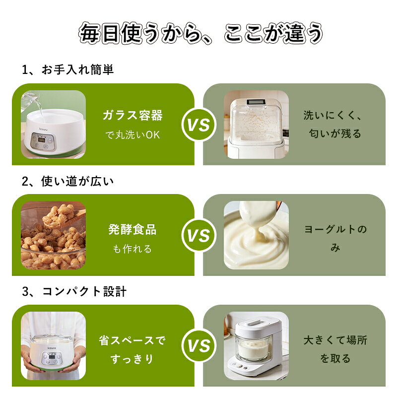 ヨーグルトメーカー 家庭用 低温調理 ガラス容器 自動温度管理 甘酒 納豆 発酵メー...
