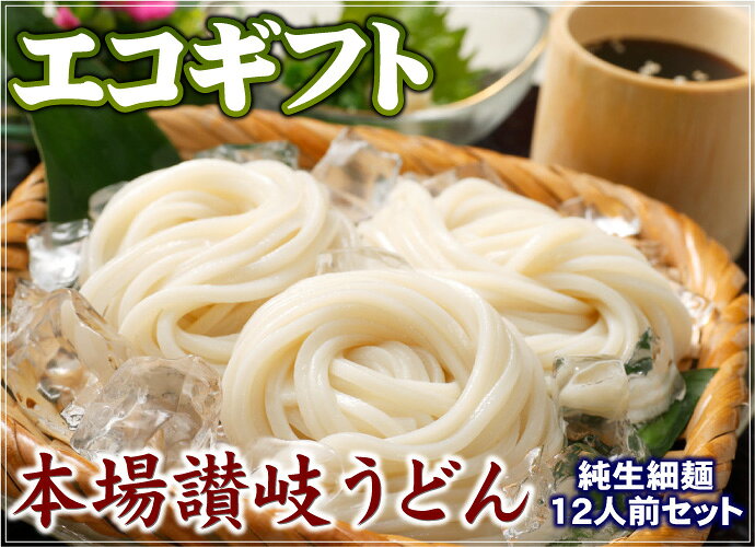 【送料無料】エコギフト！本場讃岐の純生細切り讃岐うどん 12人前特撰つゆ6袋+坦々...