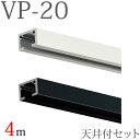 ピクチャーレール VP-20 天井付けセット 4m (ホワイト・ブラック) キャップ フック付き 【タチカワピクチャーレール】