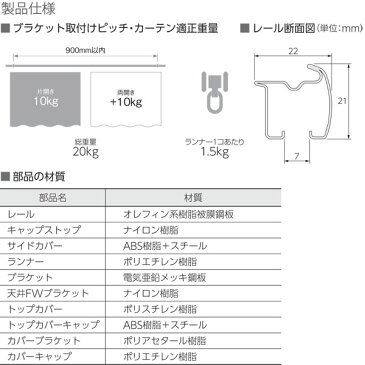 タチカワ カーテンレール ファンティア サイドカバーWRセット スペシャルパッケージ(シャンパンシルバー) 1.82m ダブル正面付けセット 送料無料