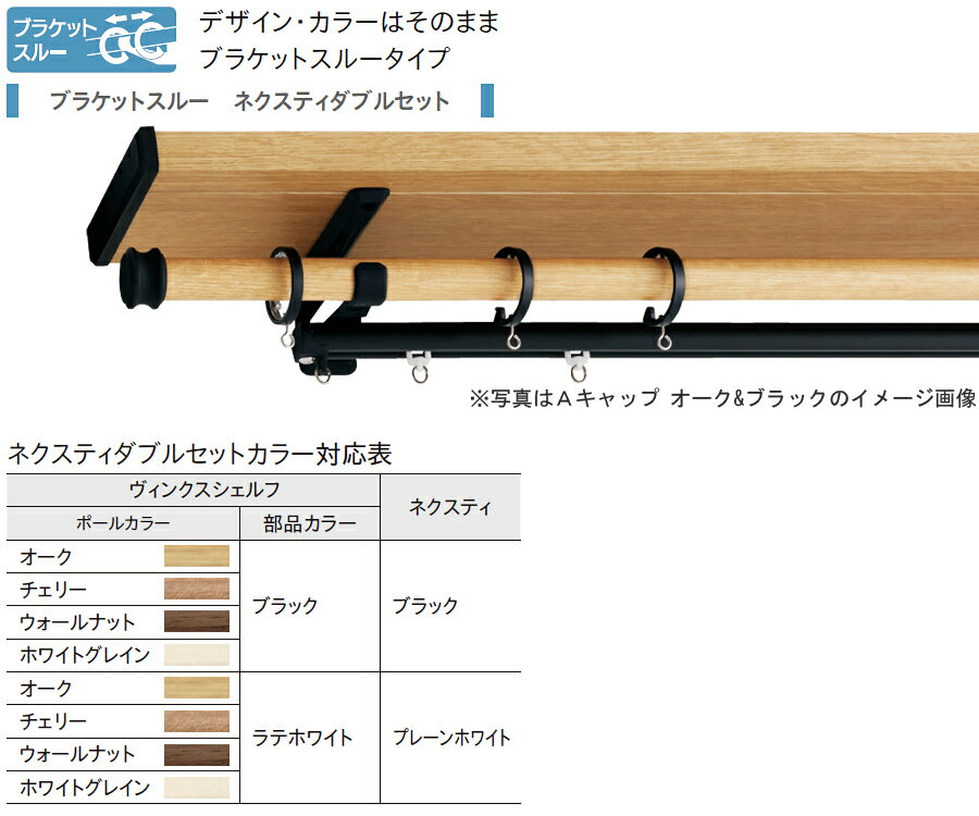 カーテンレール トーソー ヴィンクスシェルフ ブラケットスルーネクスティダブル 標準タイプ Aキャップ 0.5～1.2m TOSO ディスプレイバー 3