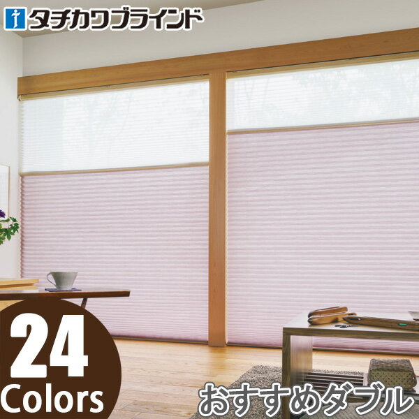 プリーツスクリーン タチカワ ペルレ おすすめダブル ワンチェーン操作 ホナミ遮熱 PS2101〜PS2124 幅241cm〜280cm×丈61cm〜100cm