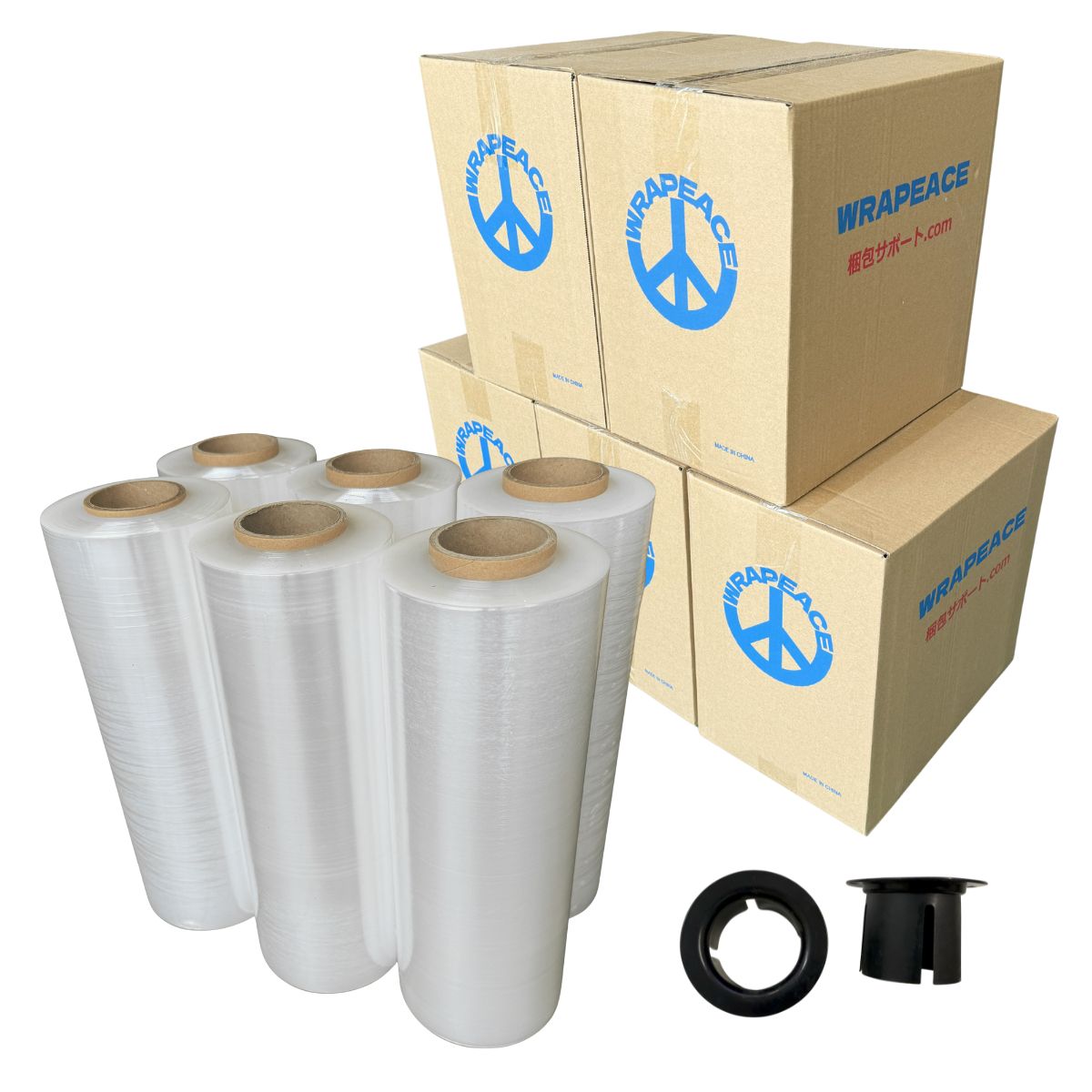 ストレッチフィルム 300mm ラップフィルム 15μ 相当品 厚み 12μ 強化フィルム 長さ500m 5ケース 30巻 ..