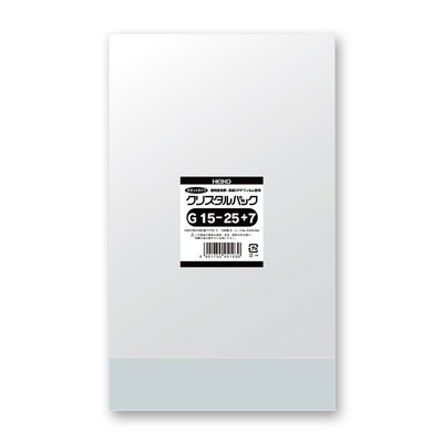 【ネコポス対応/2束まで送料270円】HEIKO OPP袋 クリスタルパック G15-25+7 (ガゼットタイプ) 100枚