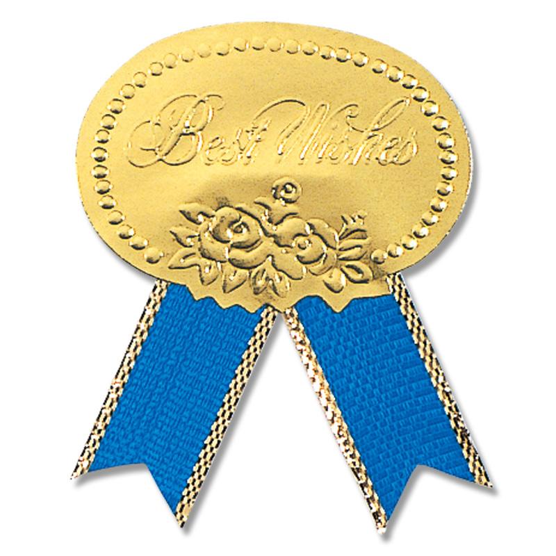 【ネコポス対応/10束まで送料270円】HEIKO ギフトシール(リボン付シール) M ベストウイッシュ 青 54片