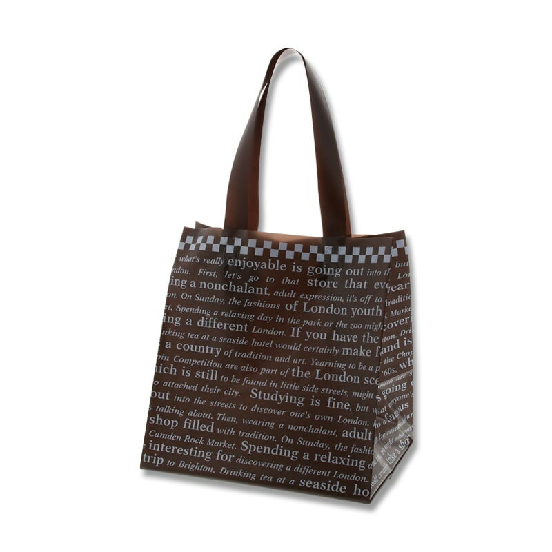 HEIKO 手提げポリ袋 ポリチャームバッグ WS チェッカー ブラウン 厚み0.08mm 表記入 20枚