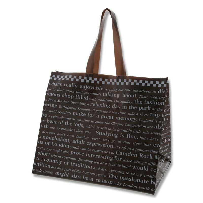 HEIKO 手提げポリ袋 ポリチャームバッグ WL チェッカー ブラウン 厚み0.08mm 表記入 20枚