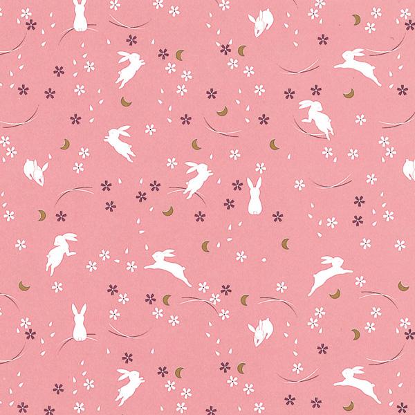 HEIKO ギフト包装紙 半才 花うさぎ 桃 50枚