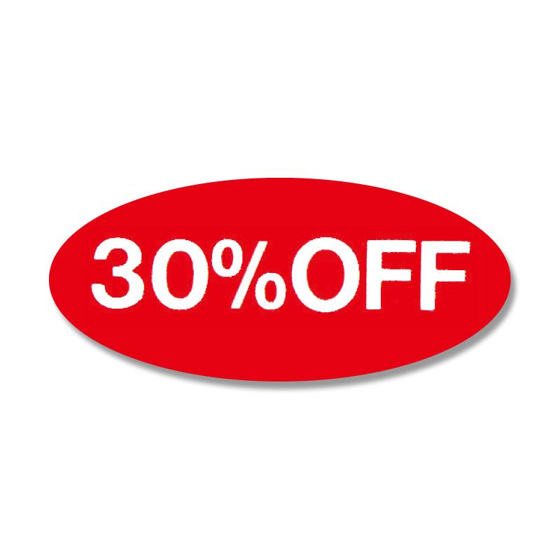 【ネコポス/10束まで送料270円】HEIKO タックラベル(シール) No.109 「30%OFF」 16x36mm 300片