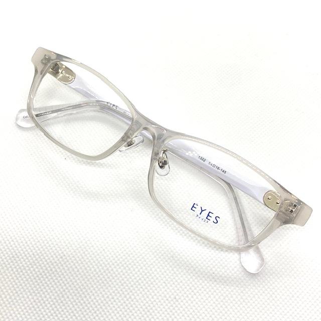 【伊達メガネOK】【レンズ別売】 E'YES 1322 col.3 クリアーグレー/ホワイト アセテート スクエア ビジネス【KTM】レンズ別売 伊達メガネ サイドにポイント