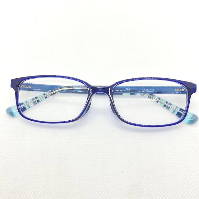 藤田光学株式会社 9122 col.9 ネイビー カジュアル スクエア フレーム メガネフレーム バイカラー ストライプ