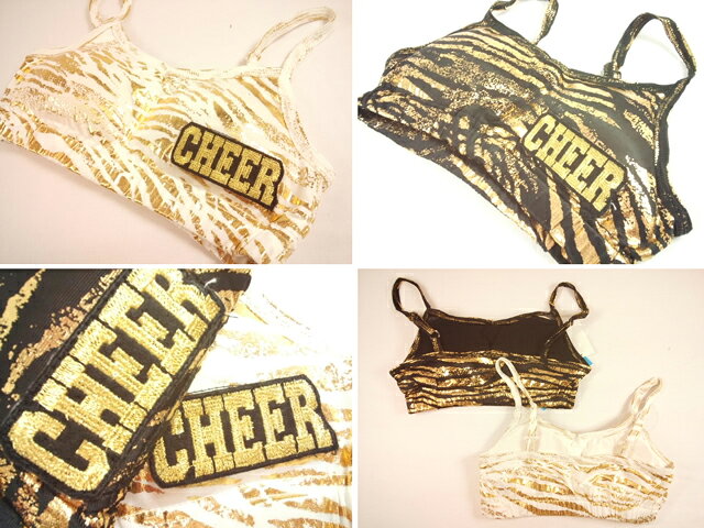 CHEER(チアー)★【キッズ・ダンス・衣装・ヒップホップ・ジャズ】レオパード箔プリントのブラトップ(胸パッド取り外し可能)