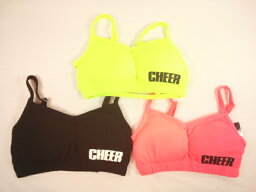 CHEER(チアー)★【キッズダンサーからスポーツジムに通う大人まで！！】フロントロゴ＆バックメッシュ風デザインブラトップ