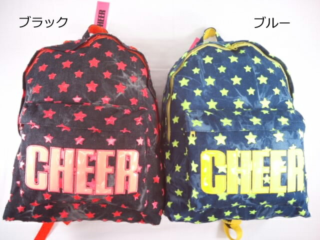 CHEER(チアー)★【セール】【キッズダンサーからスポーツジムに通う大人まで】フロントロゴ 星柄 切り替えデニムリュックサック・バックパック・デイバッグ