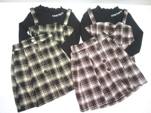 「セール」ラブトキシック Lovetoxic ニコラコラボ限定 チェックビスチェ×スカート×長袖Tシャツ3点セット セットアップ ニコラ 140 150 160cm